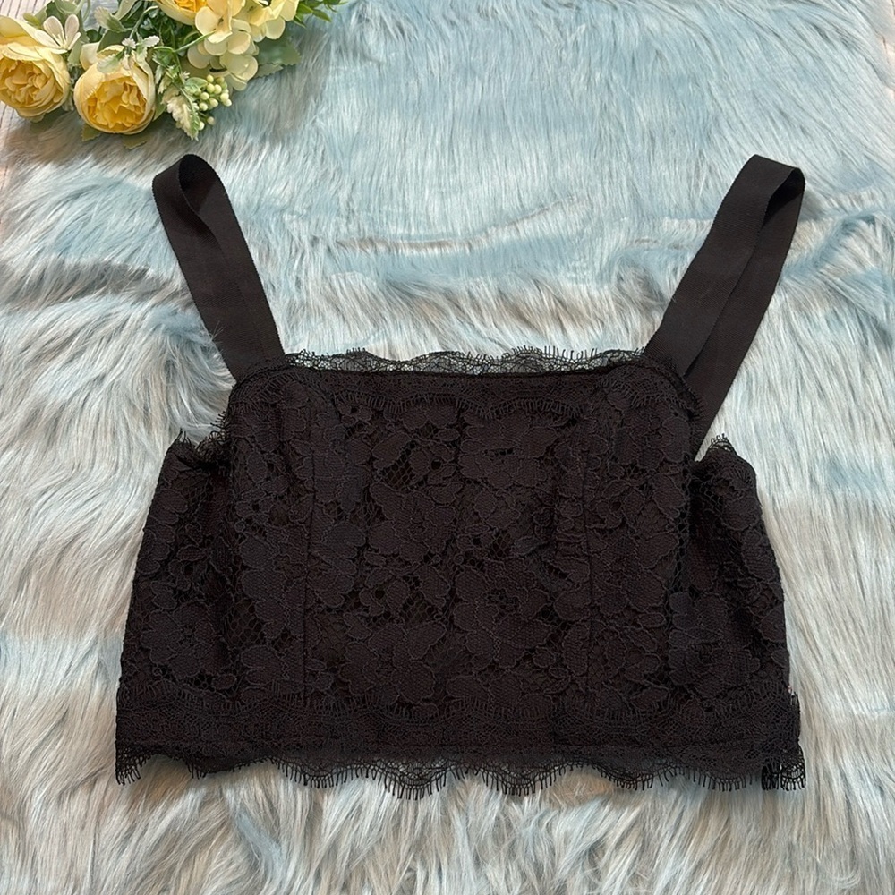 NBD On My Mind Black Lace Crop Top sz XS - Picture 2 of 10